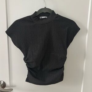 Zara Black Textured Blouse